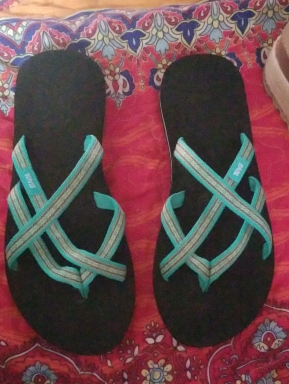 Teva Teal and Black Women's Sandal with Webbed Straps